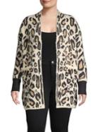 Vince Camuto Plus Animal-print Open-front Cardigan