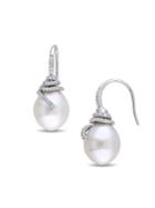 Sonatina South Sea Cultured Pearl, Diamond And 14k White Gold Spiral Drop Earrings