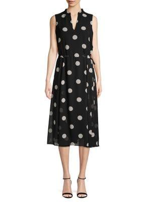 Anne Klein Polka Dot Sleeveless Midi Dress
