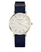 Rosefield The West Village Stainless Steel And Leather Analog Strap Watch