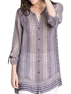 Nic+zoe Tie-sleeve Dot-stripe Tunic
