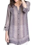 Nic+zoe Tie-sleeve Dot-stripe Tunic