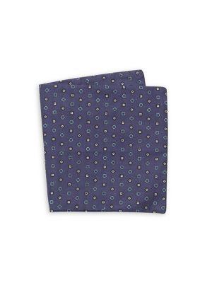 Black Brown Medallion-print Cotton Pocket Square