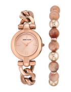 Anne Klein Watch & Sunstone Bracelet- Set Of 2