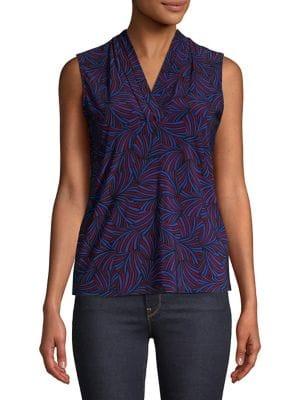 Anne Klein Celest Pleat Printed Blouse