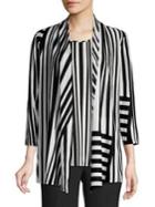 Kasper Directional Zebra-print Cardigan