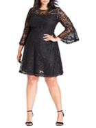 City Chic Plus Gypsy Lace Fit-&-flare Dress