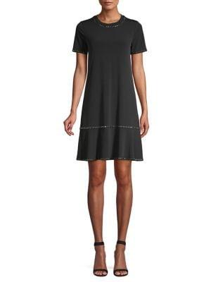 Michael Michael Kors Stud Trim Short-sleeve Flounce Dress
