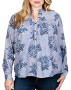 Lucky Brand Plus Floral Cotton Loose Top