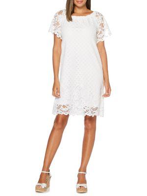 Rafaella Petite Lace Off-the-shoulder Bell-sleeve Dress