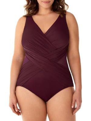 Miraclesuit Plus V-neck Illusion Crossover One-piece Swimsuit