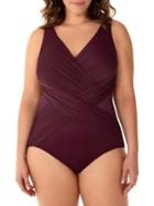 Miraclesuit Plus V-neck Illusion Crossover One-piece Swimsuit