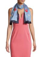 Lauren Ralph Lauren Floral Stripe Rectangular Silk Scarf