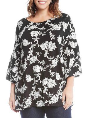 Karen Kane Plus Side-slit Embroidered Top