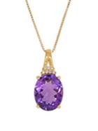 Lord & Taylor Andin 14k Yellow Gold, Amethyst & Diamond Pendant Necklace