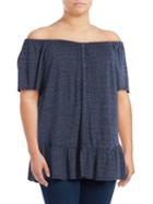 Lucky Brand Plus Textured Off-shoulder Flounce Top