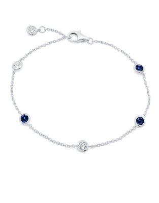 Crislu Precious Strands Crystal And Sterling Silver Bezel Chain Bracelet