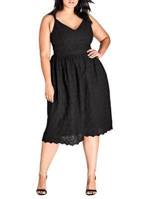 City Chic Plus Mon Cheri Embroidered Fit-&-flare Dress