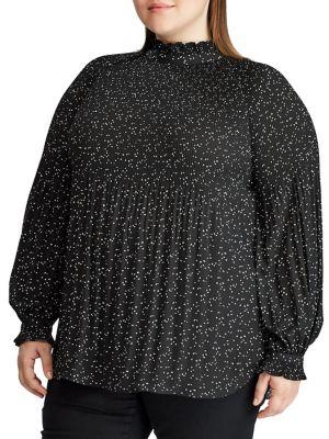 Lauren Ralph Lauren Plus Relaxed-fit Pleated Georgette Blouse