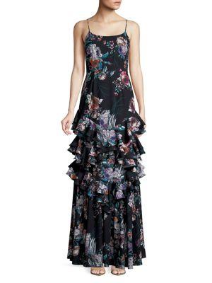 Cooper St Floral-printed Ruffle Floor-length Dress