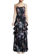 Cooper St Floral-printed Ruffle Floor-length Dress