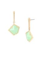 H Halston Geo Hex Green Crystal Drop Earrings