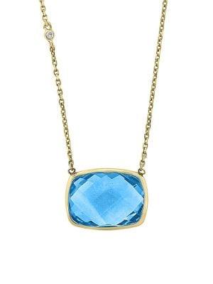 Effy Ocean Bleu 14k Yellow Gold Diamond And Blue Topaz Pendant Necklace