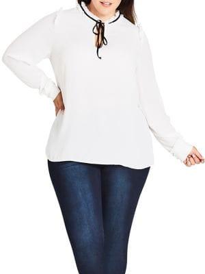 City Chic Plus Decollete Ruffled Top