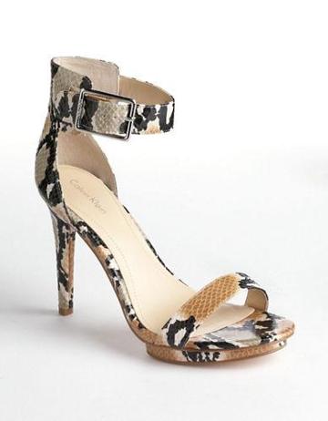 Calvin Klein Vivian Snakeskin Embossed Sandals