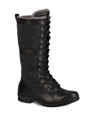 Ugg Elvia Leather & Shearlingtall Boots