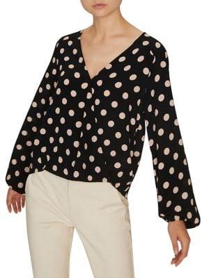 Sanctuary Polka-dot Blouson-sleeve Top