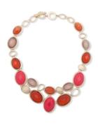 Anne Klein Faux Mother-of-pearl And Crystal Bib Necklace