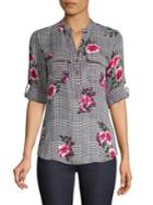 Ivanka Trump Roll-tab Printed Blouse