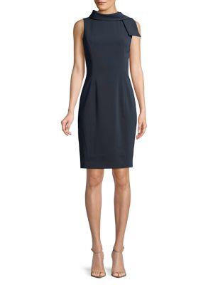 Badgley Mischka Platinum Mock-tie Sleeveless Dress