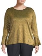 Michael Michael Kors Plus Plus Metallic Bell Sleeve Top