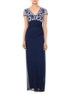 Betsy & Adam Scalloped Lace Bodice Column Gown