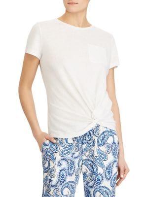 Lauren Ralph Lauren Short-sleeve Knot-hem Tee