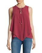 Vince Camuto Crepe Lace-up Layered Top