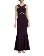 Betsy & Adam Mesh-accented Mermaid Gown