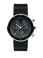 Movado Bold Stainless Steel & Silicone Strap Black Dial Chronograph Watch