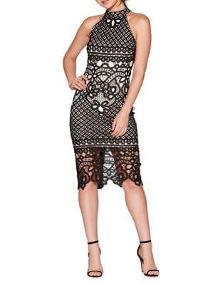 Quiz Crochet Lace Halter Bodycon Dress