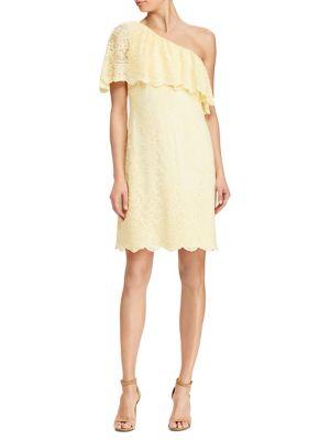 Lauren Ralph Lauren Scallop Lace One-shoulder Dress