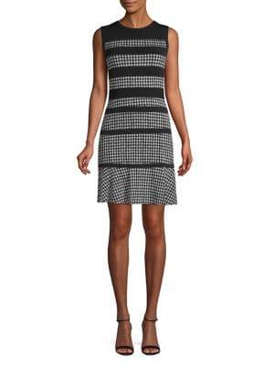 Michael Michael Kors Houndstooth Panel A-line Dress