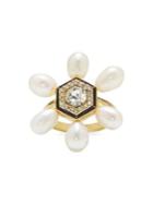 Vince Camuto Maldives Goldtone, 10mm Pearl & Crystal Cocktail Ring