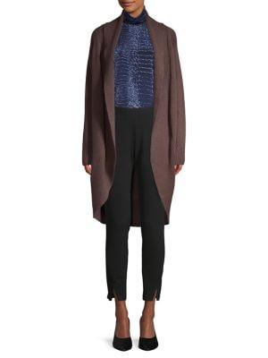 Halston Long Open-front Cardigan