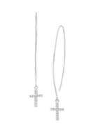 Lord & Taylor Sterling Silver & Crystal Cross Pull-through Threader Earrings