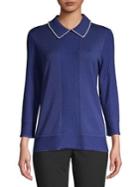 Karl Lagerfeld Paris Collared Three-quarter Sleeve Sweater