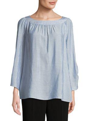 Jones New York Striped Three-quarter Sleeve Tunic