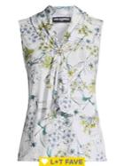 Karl Lagerfeld Paris Floral Beaded-knot Sailor-neck Blouse