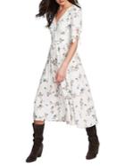 1.state Tied-sleeve Floral Empire Midi Dress